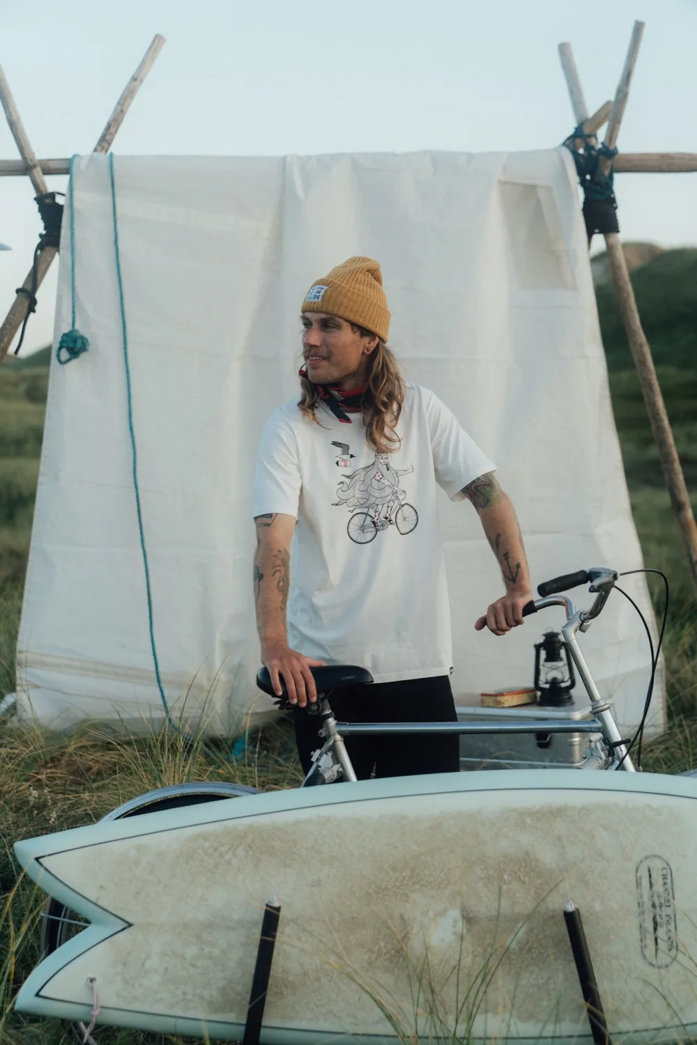 LAKOR Beard on a Bike T-Shirt Star White Bio