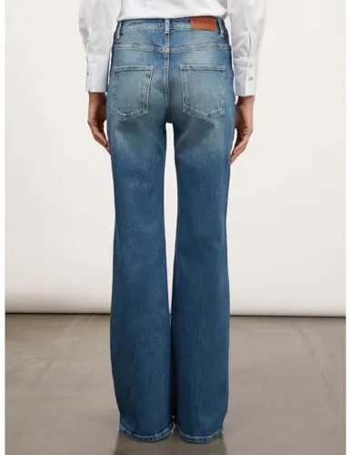Motivi Jeans mit weitem Bein Schmucksteine mittelblau