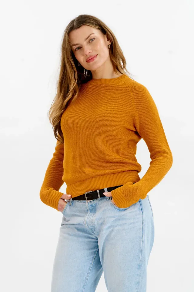 KOMODO FOG Pullover Damen senf Bio-Baumwolle