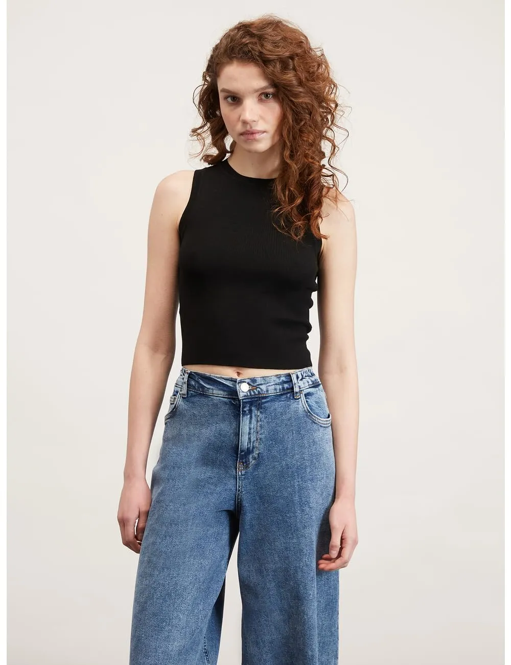 Motivi Spring Summer 24 Top Rippenstrick Rundhals ärmellos