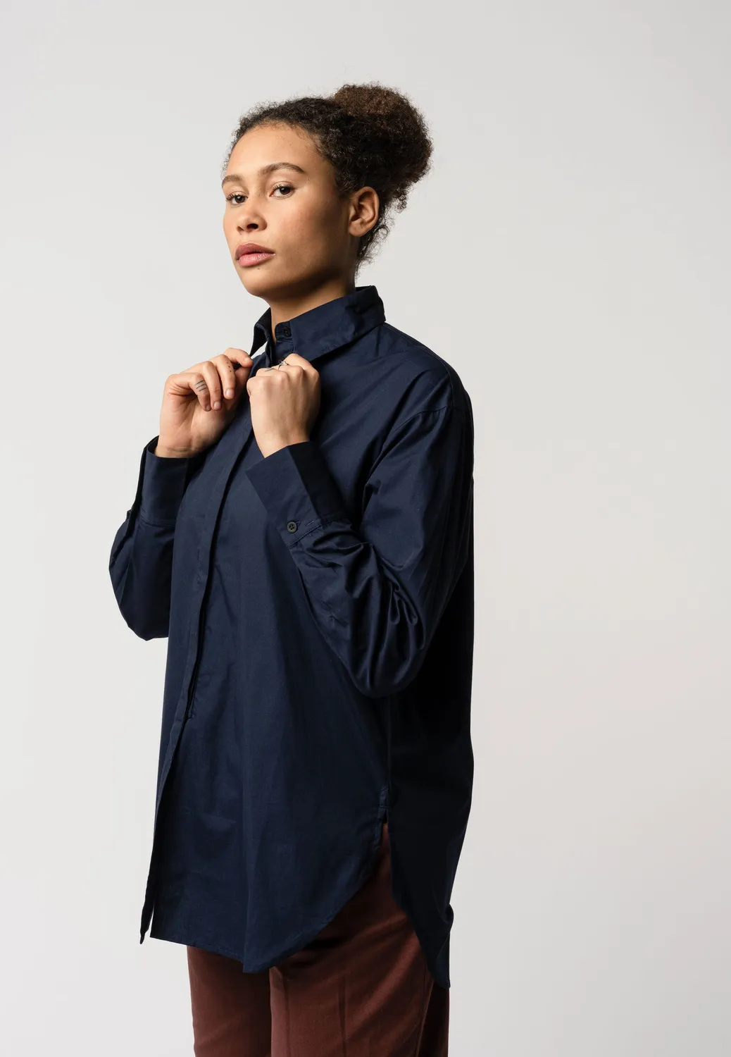 MELA Style TANU Bluse navy M aus Bio-Baumwolle
