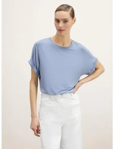 Motivi Oversize T-Shirt Viskose-Jersey Lurex-Ausschnitt