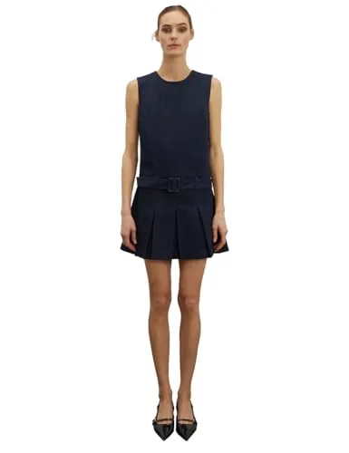 Motivi Mini-Kleid Denim Faltenrock trägerlos