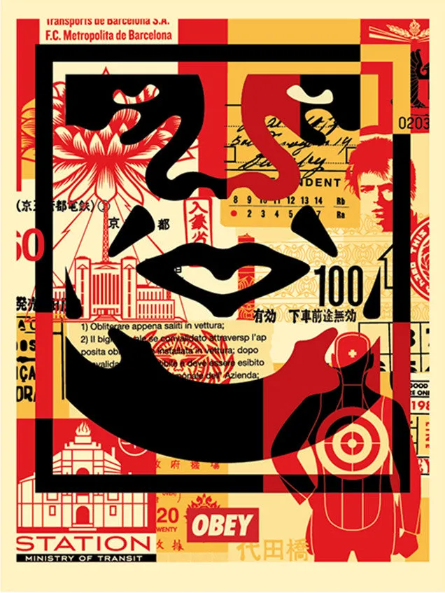 Obey 3-Face Collage Signed Offset Lithograph Set 3-teilig