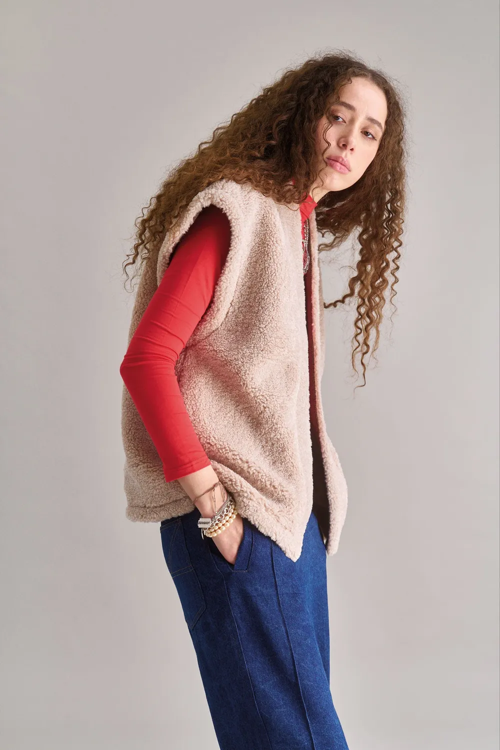 Komodo Georgie Weste Damen Sand Gr. 38 Recycling Fleece
