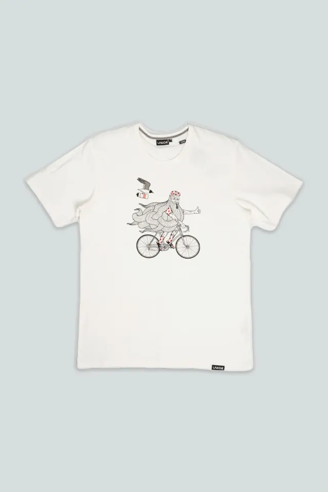 LAKOR Beard on a Bike T-Shirt Star White Bio