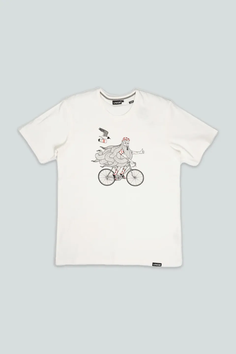 LAKOR Beard on a Bike T-Shirt Star White Bio