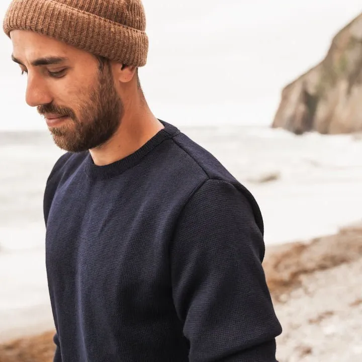 Langbrett Grobstrick Pullover schwarz M Bio-Schurwolle