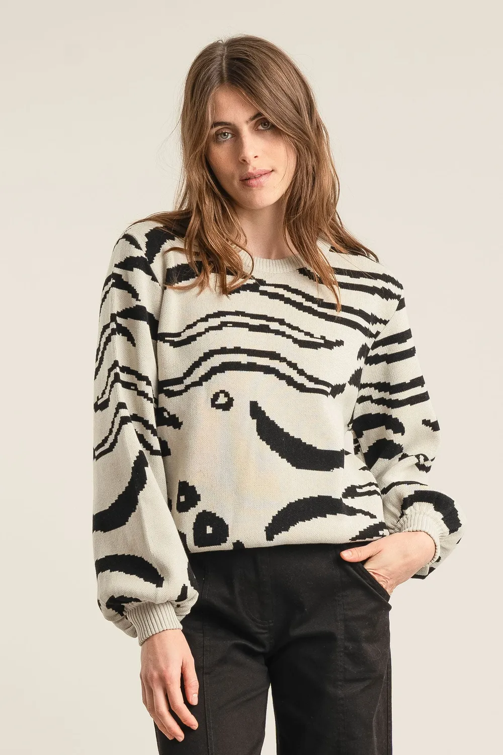 KOMODO TIGER HOPE Pullover Ecru Tigerprint Bio