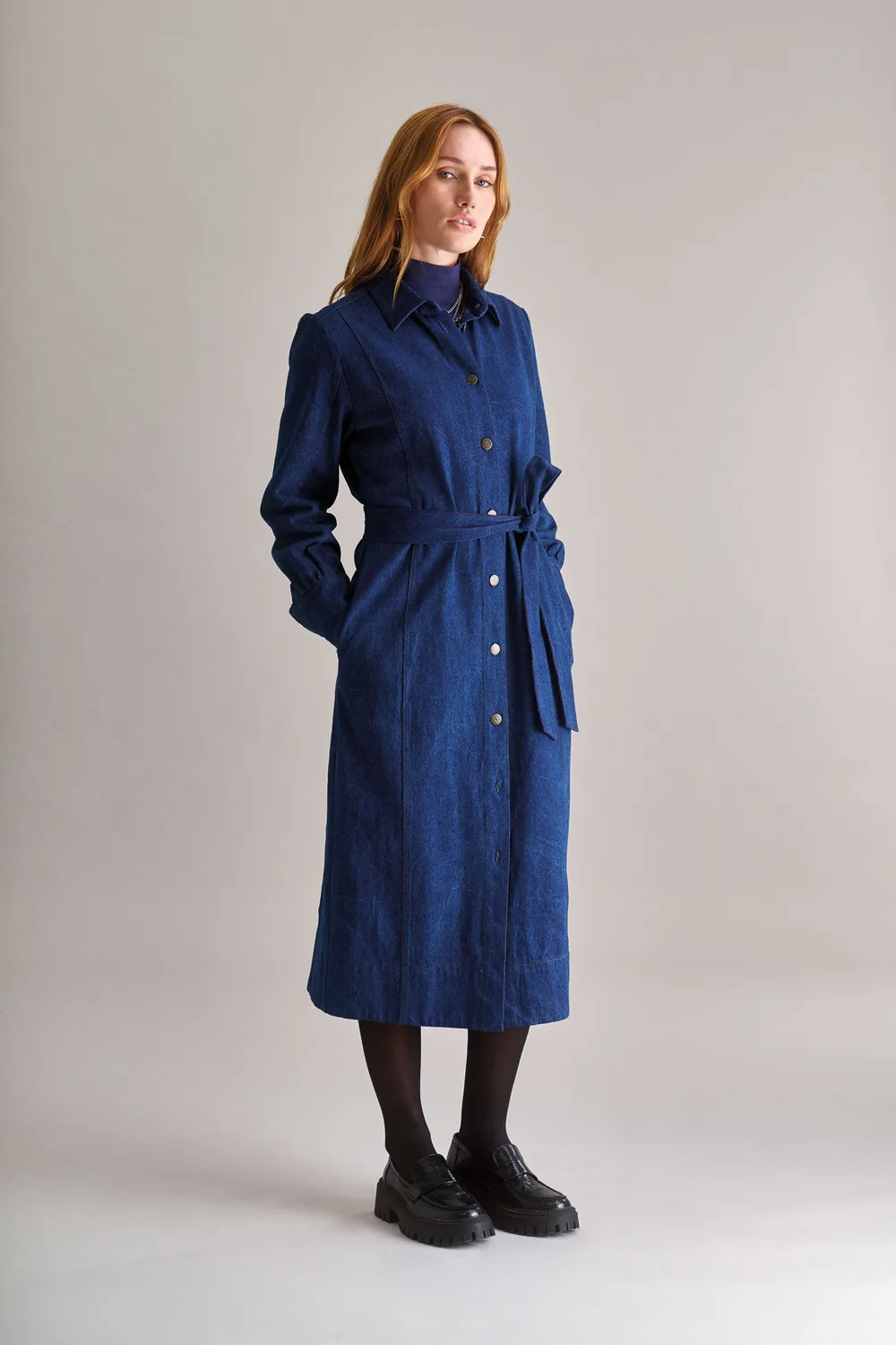 KOMODO HARITI Organic Denim Jeanskleid Bio-Baumwolle dunkel