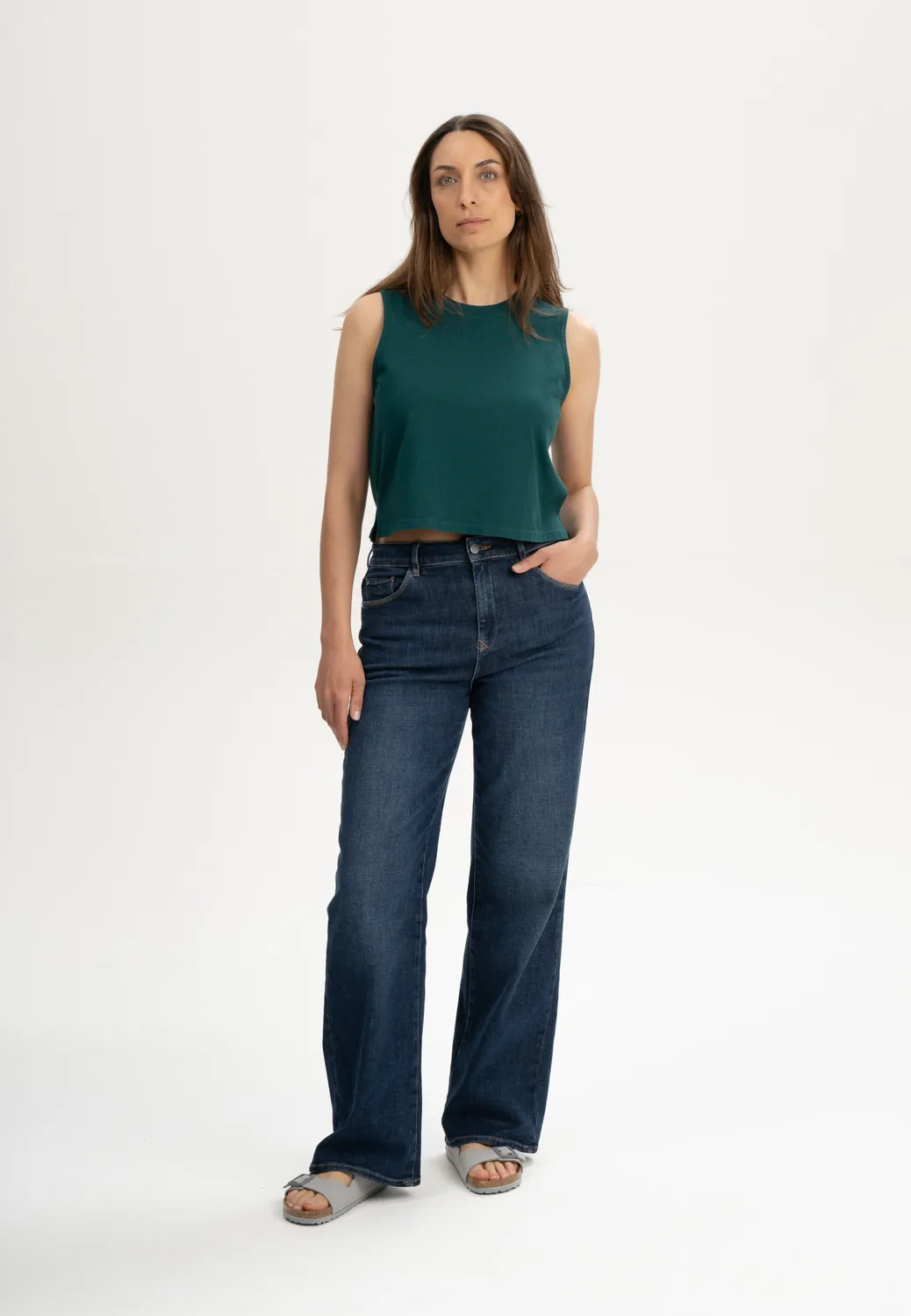 MELA Rushi Cropped Tanktop Bio-Baumwolle blau