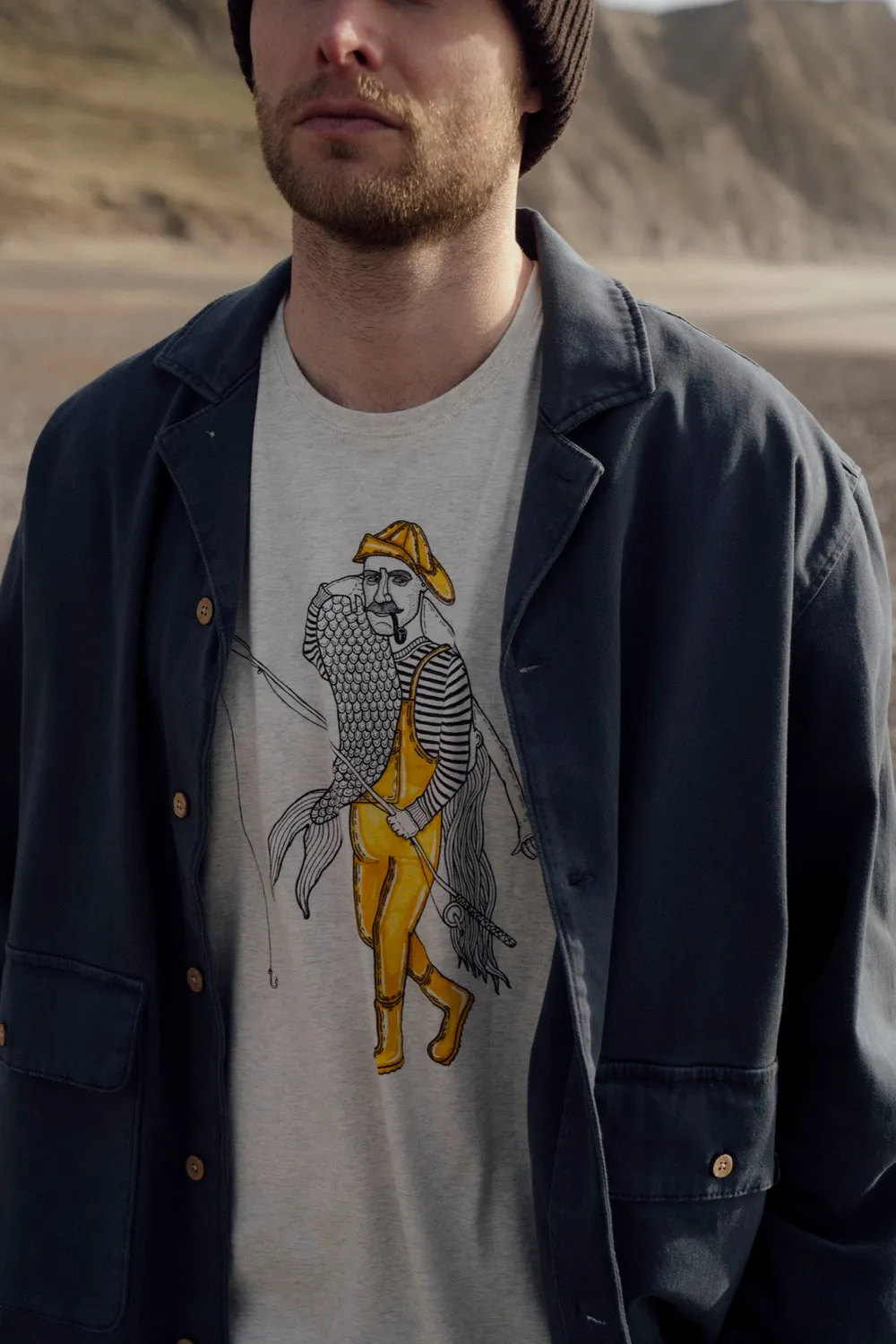 LAKOR Catch of a Lifetime T-Shirt Oatmeal Melange Bio