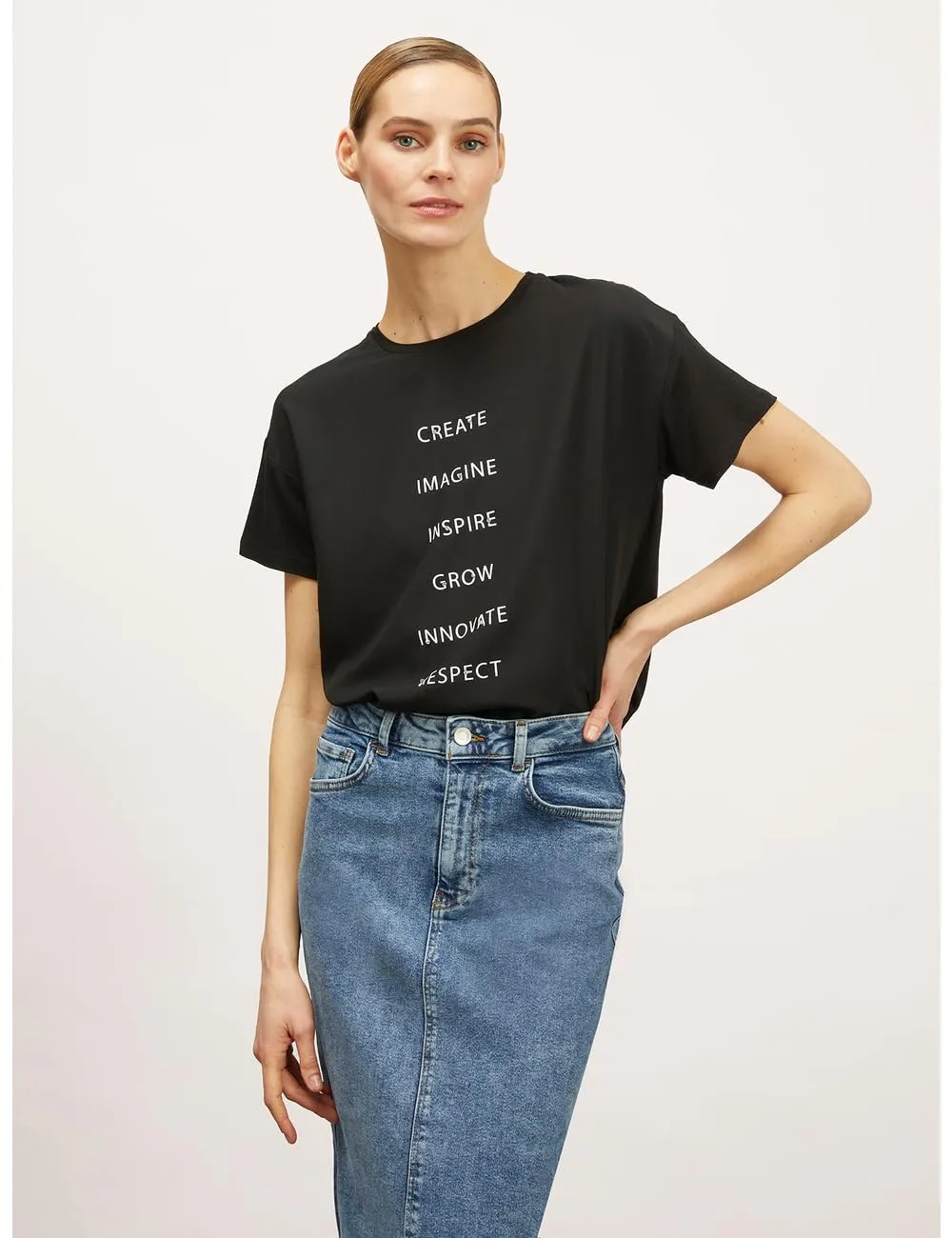 Motivi T-Shirt Boxy Druck Strasssteine