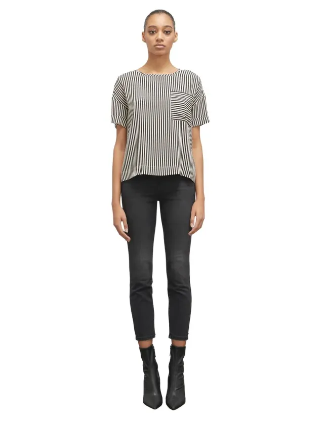 motivi Bluse Streifenmuster Boxy-Schnitt Krepp Größe XS