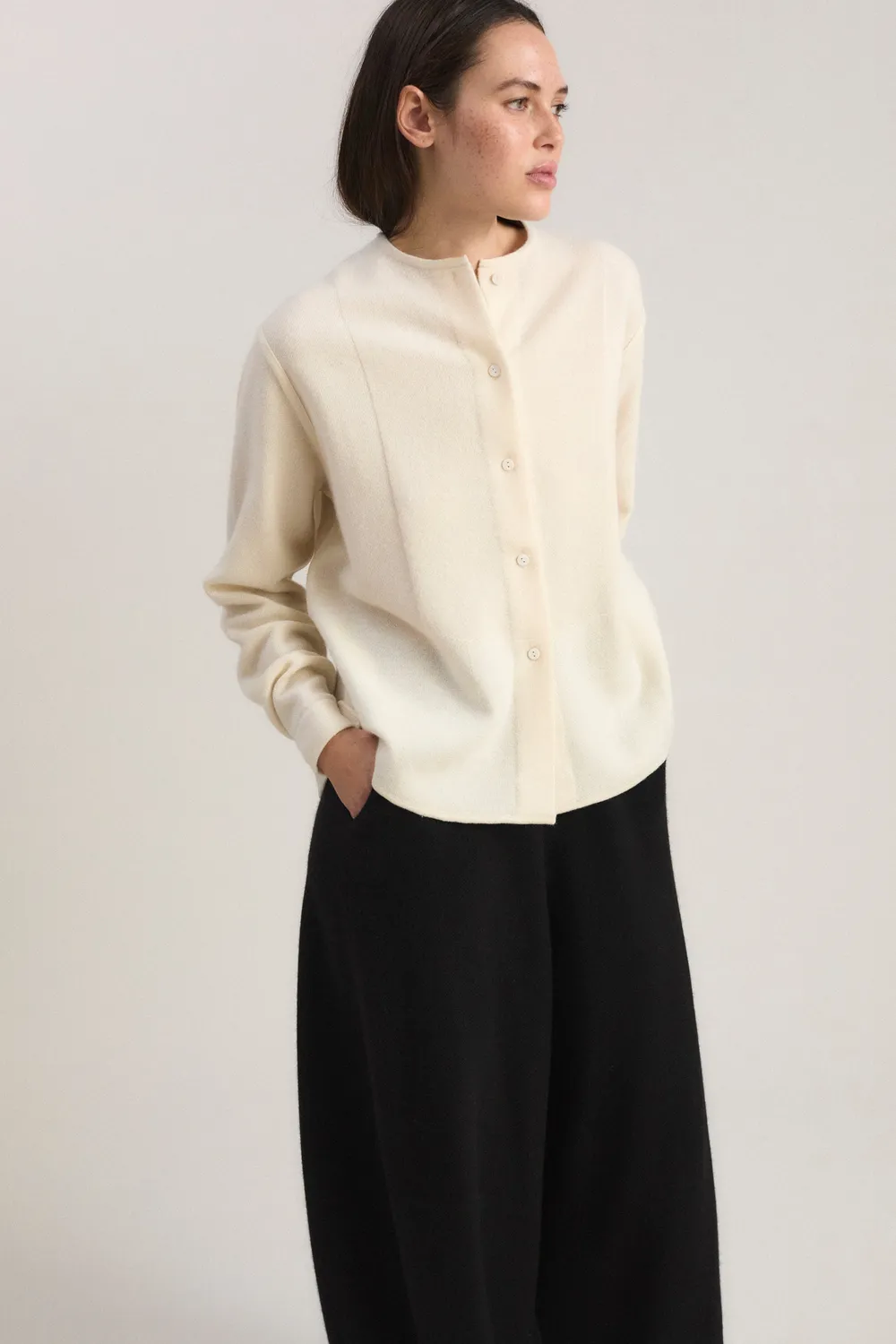 Oyuna Imura Shirt Bluse Ivory Halbstrick