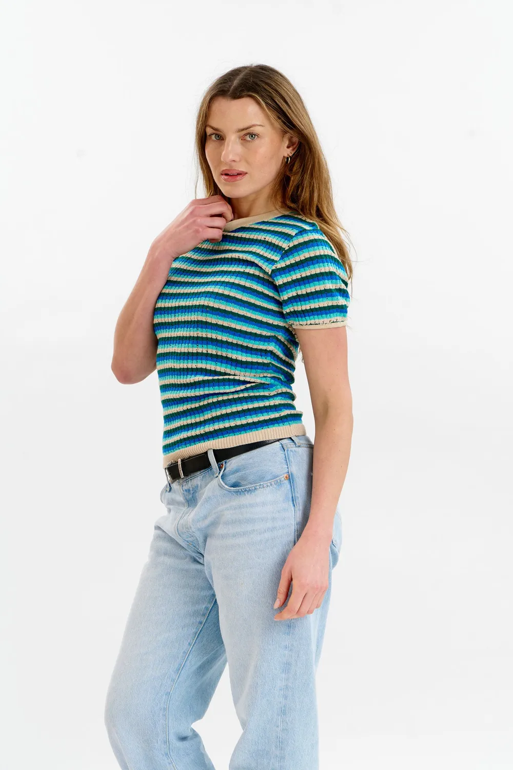 Komodo Penelope Pointelle Shirt Ocean EUR 38 gestreift