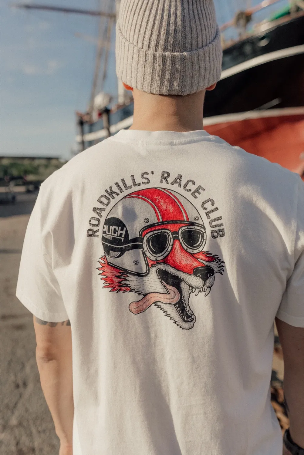 LAKOR Roadkills Race Club T-Shirt Star White Bio-Baumwolle