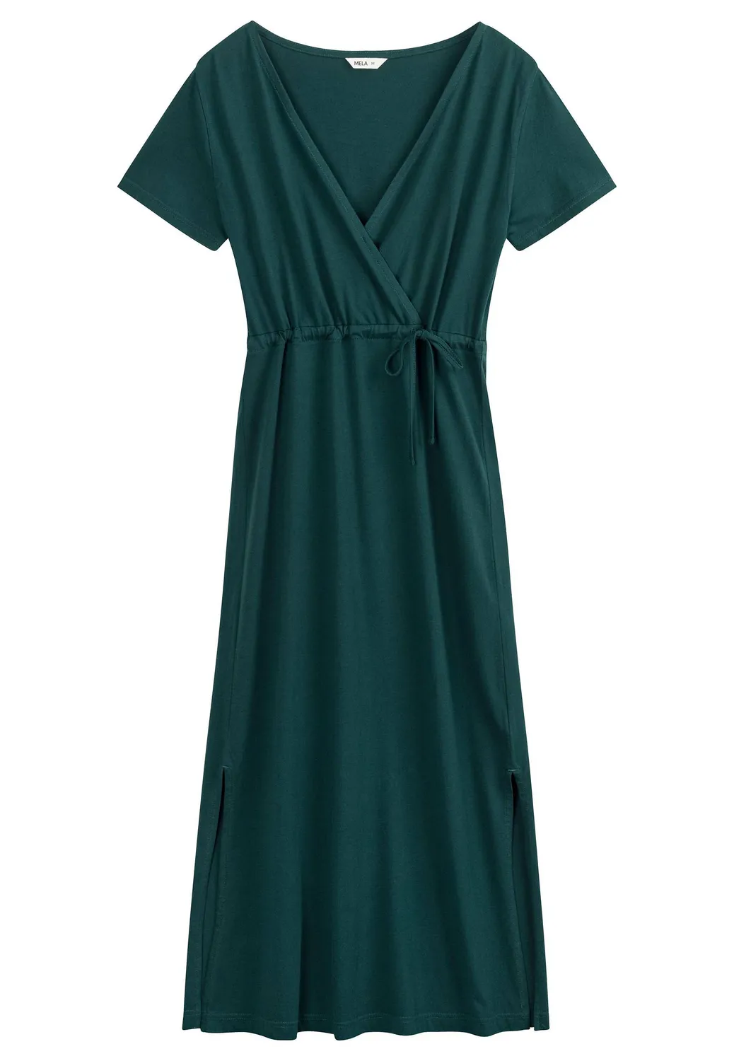MELA SHREOSHI V-Neck Kleid lang navy Bio-Baumwolle