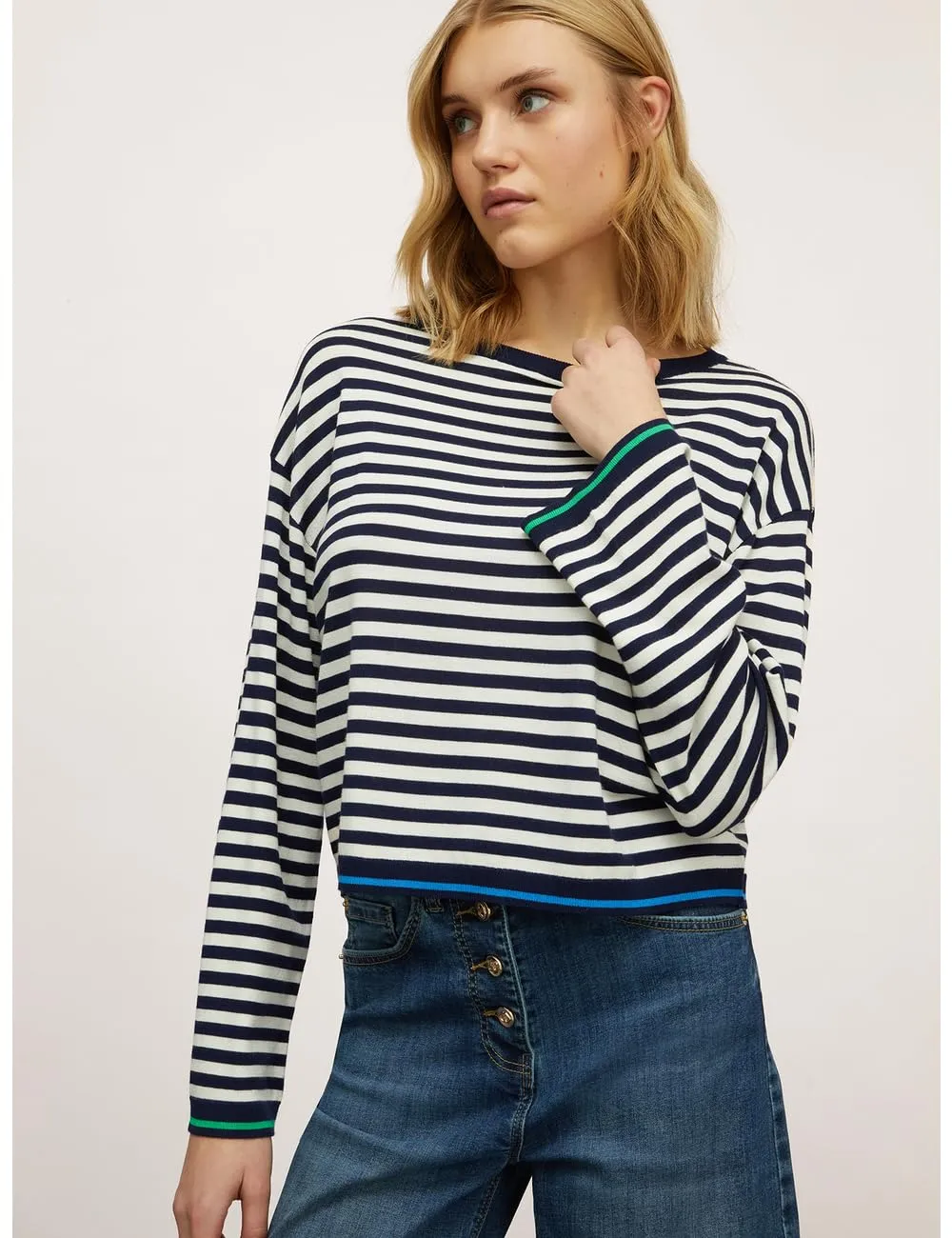 Motivi Strickpullover U-Boot-Ausschnitt gestreift