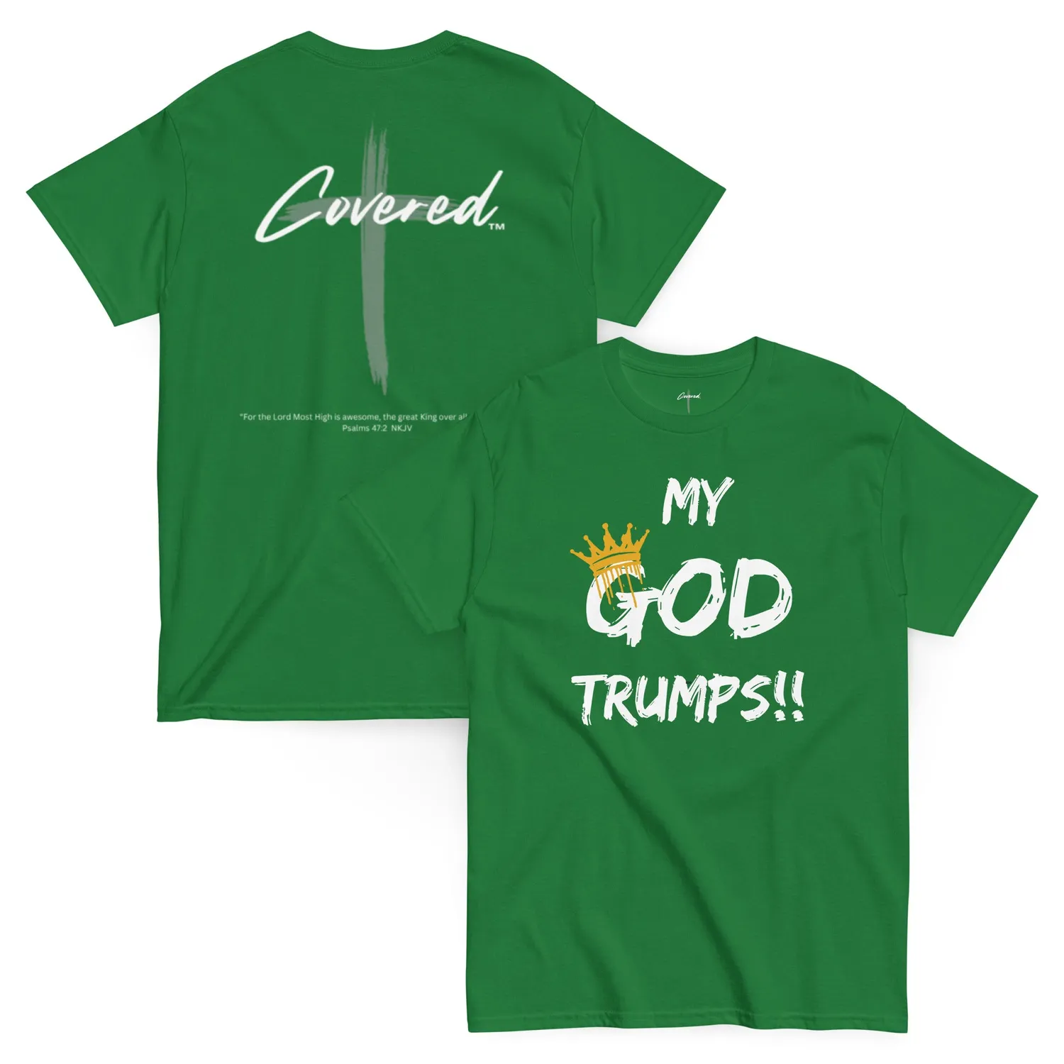 Covered My GOD Trumps T-Shirt Grün aus Baumwolle