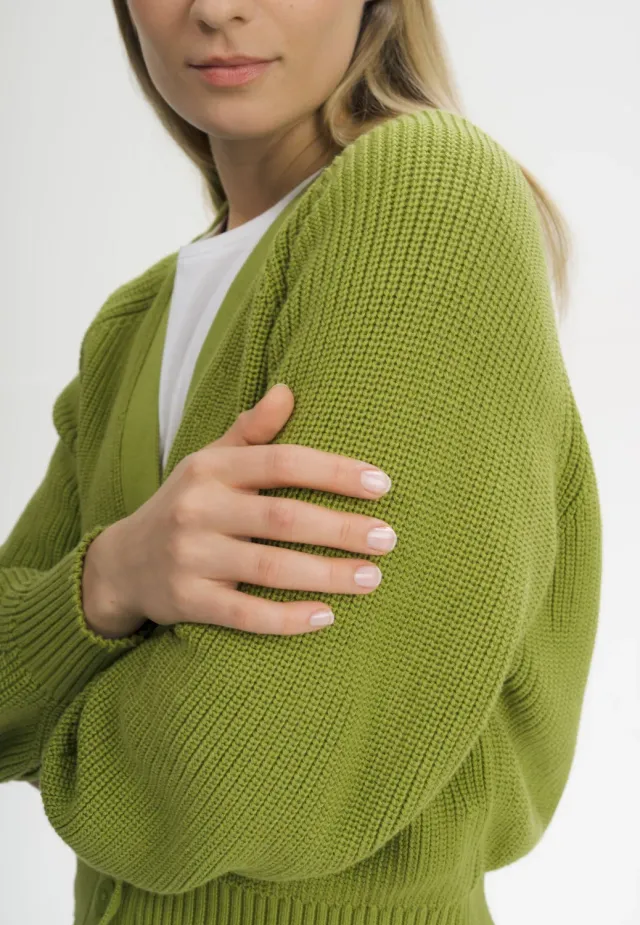 MELA BHUMA Cardigan cloudy blue Gr. M aus Bio-Baumwolle