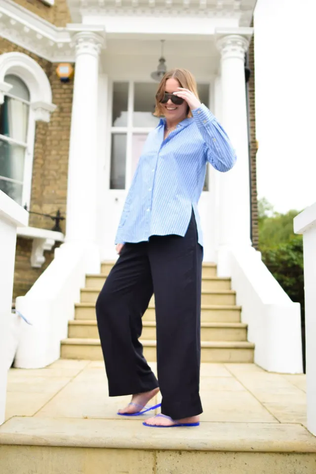 Komodo Lion Hose Navy Tencel-Leinen wide leg