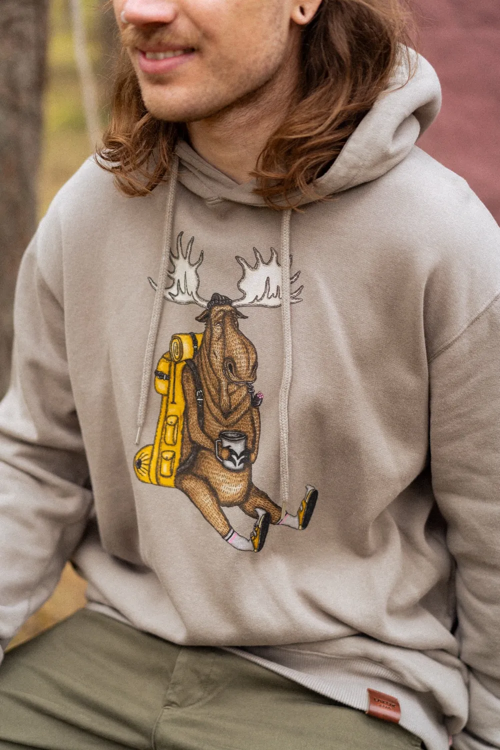 LAKOR Snooze Moose Hoodie Fallen Rock Bio-Baumwolle Elch-Print