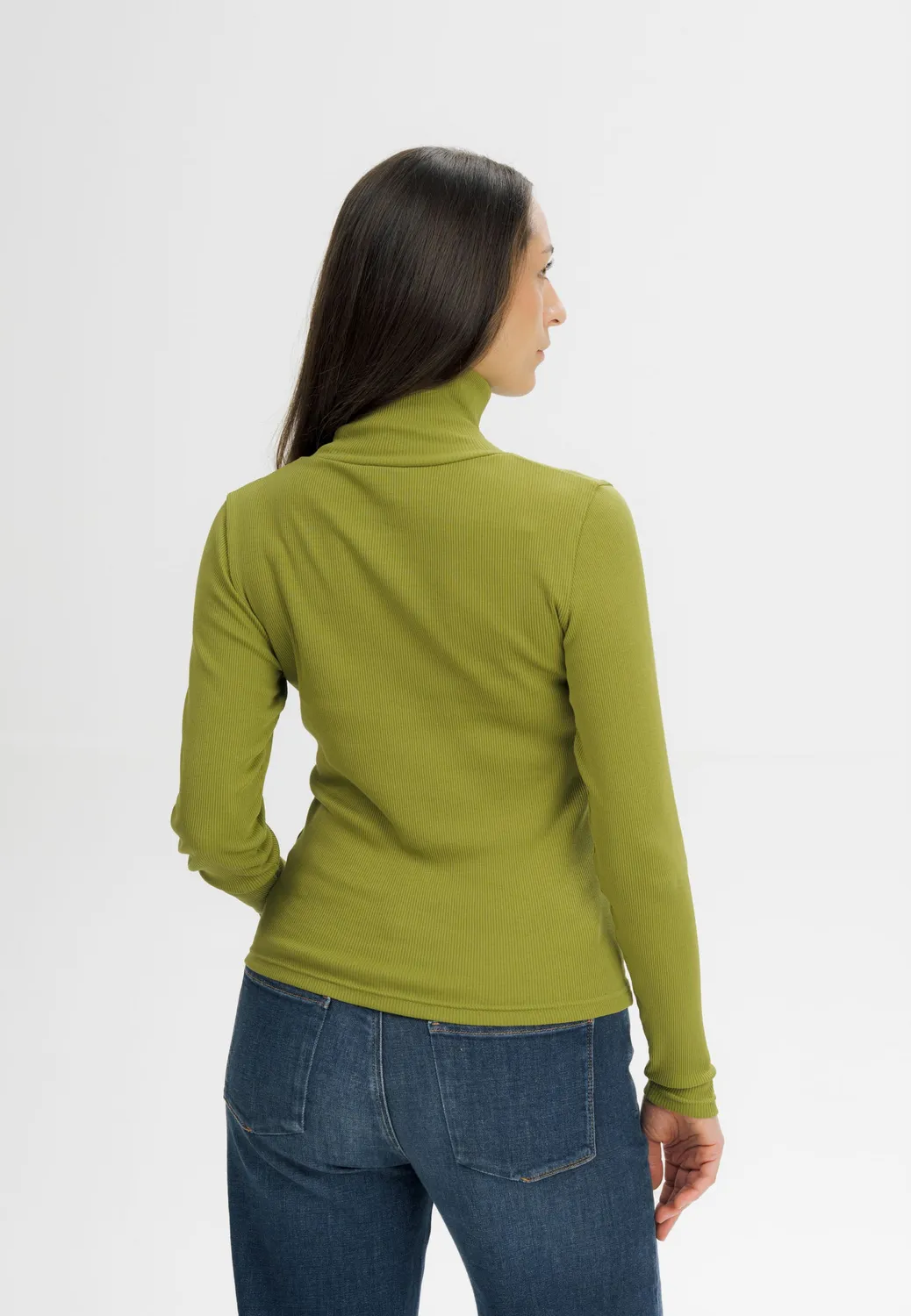 MELA MUNLI Ripp Rollkragen Langarmshirt schwarz Baumwolle