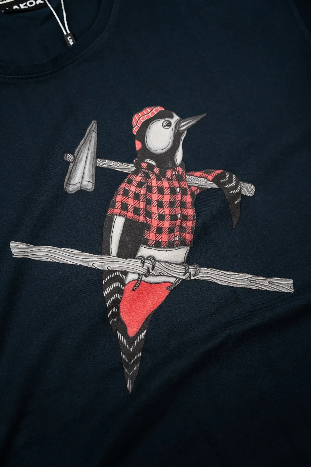 LAKOR Woodpecker T-Shirt Blueberry Bio-Baumwolle