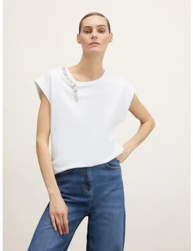 Motivi Boxy-T-Shirt Baumwolle Schmucksteine