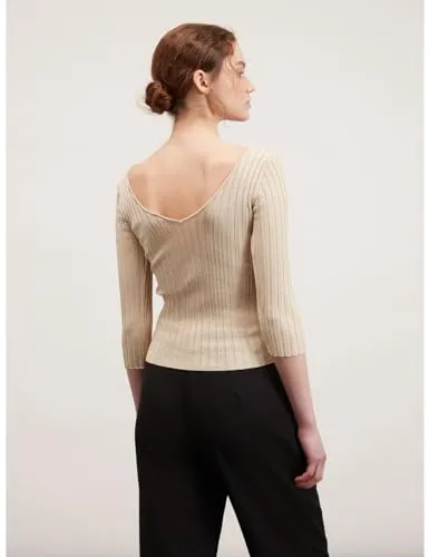 Motivi Gerippter Lurex-Pullover Pullover Glitzer-Garn