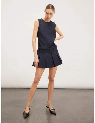 Motivi Mini-Kleid Denim Faltenrock trägerlos