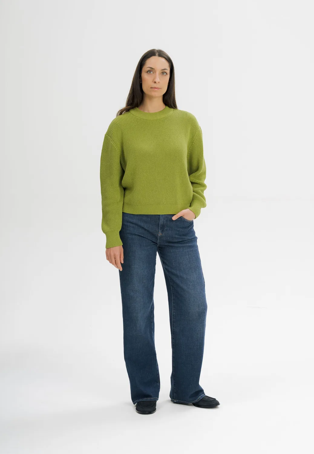 MELA ADAH Rippstrickpullover schwarz Bio-Baumwolle