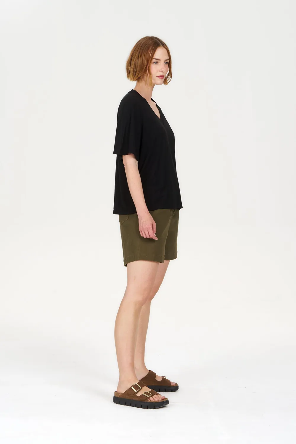 KOMODO AMELIA Shorts Khaki Bio-Baumwolle 36