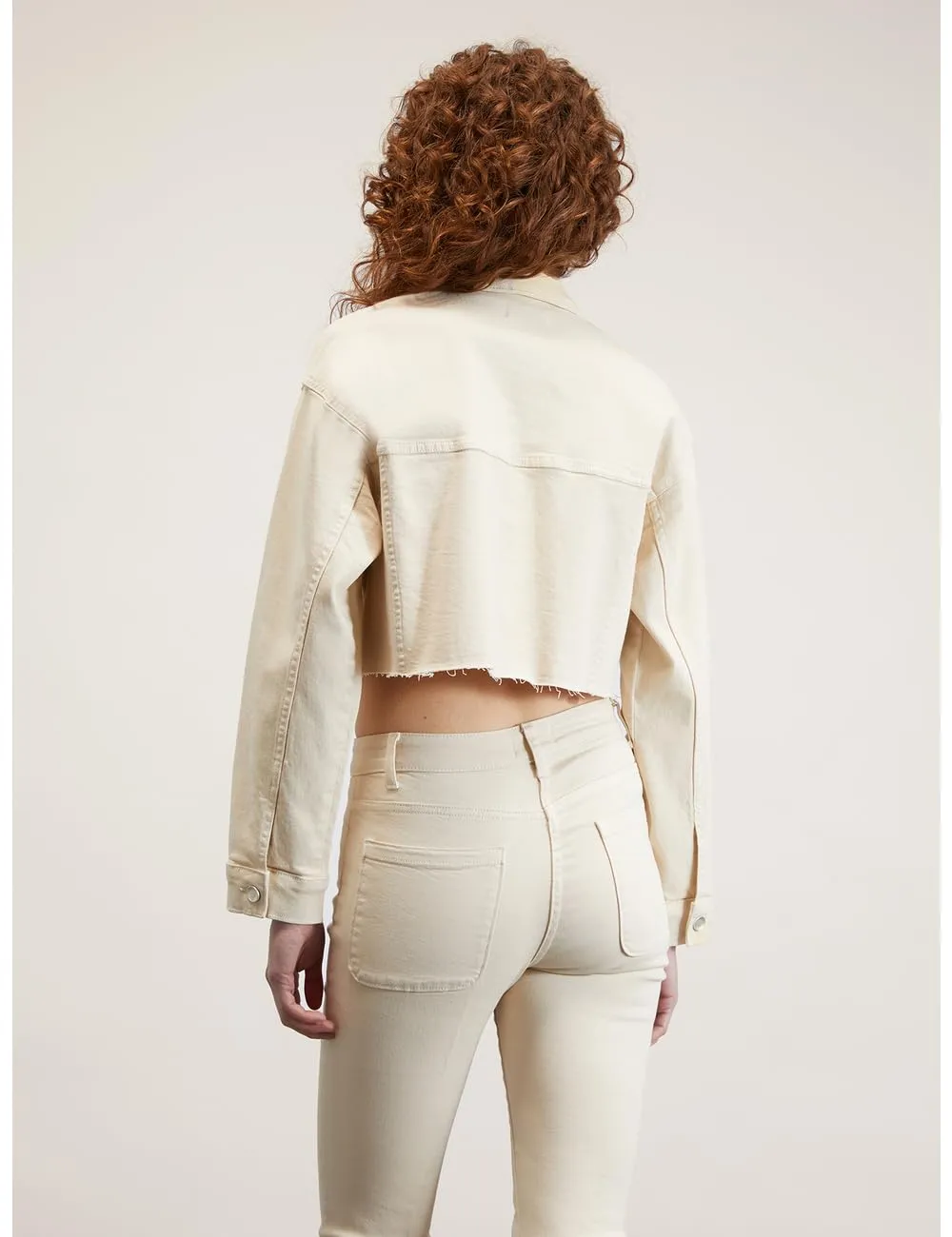 Motivi Cropped-Blousonjacke Drillich Baumwolle Fransen