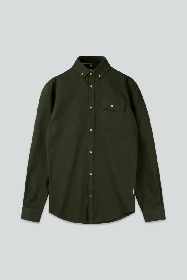 LAKOR Moss Shirt Hemd Rifle Green aus Bio-Baumwolle