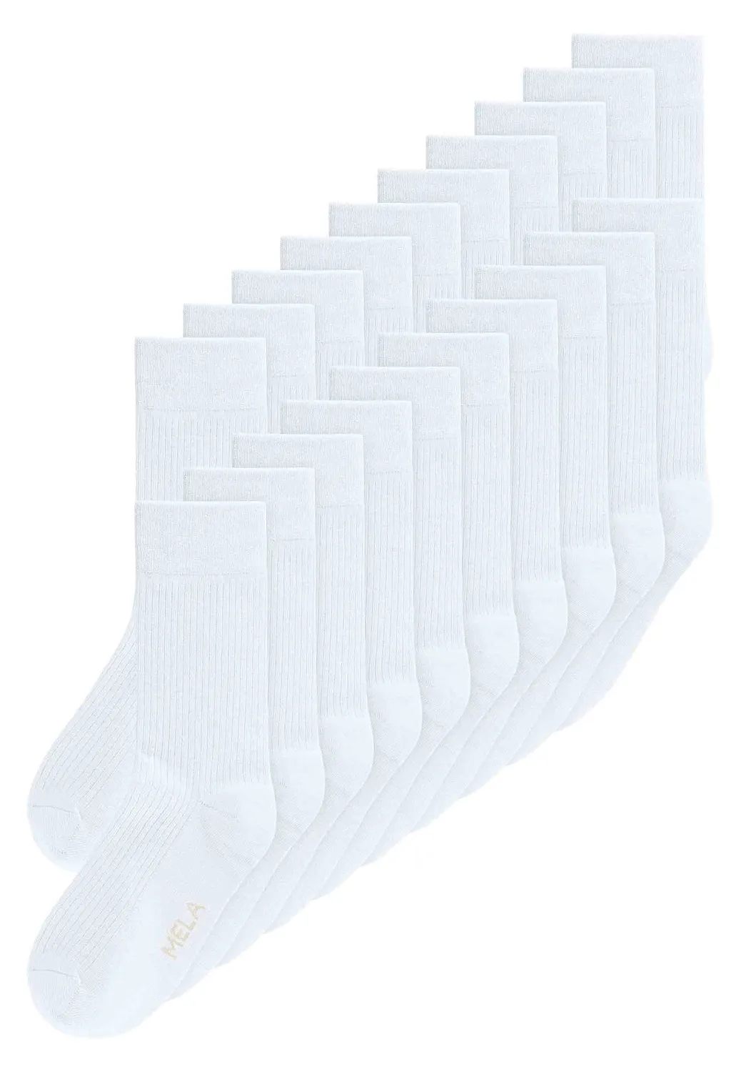 MELA Ripp Socken weiß 10er-Pack Bio-Baumwolle
