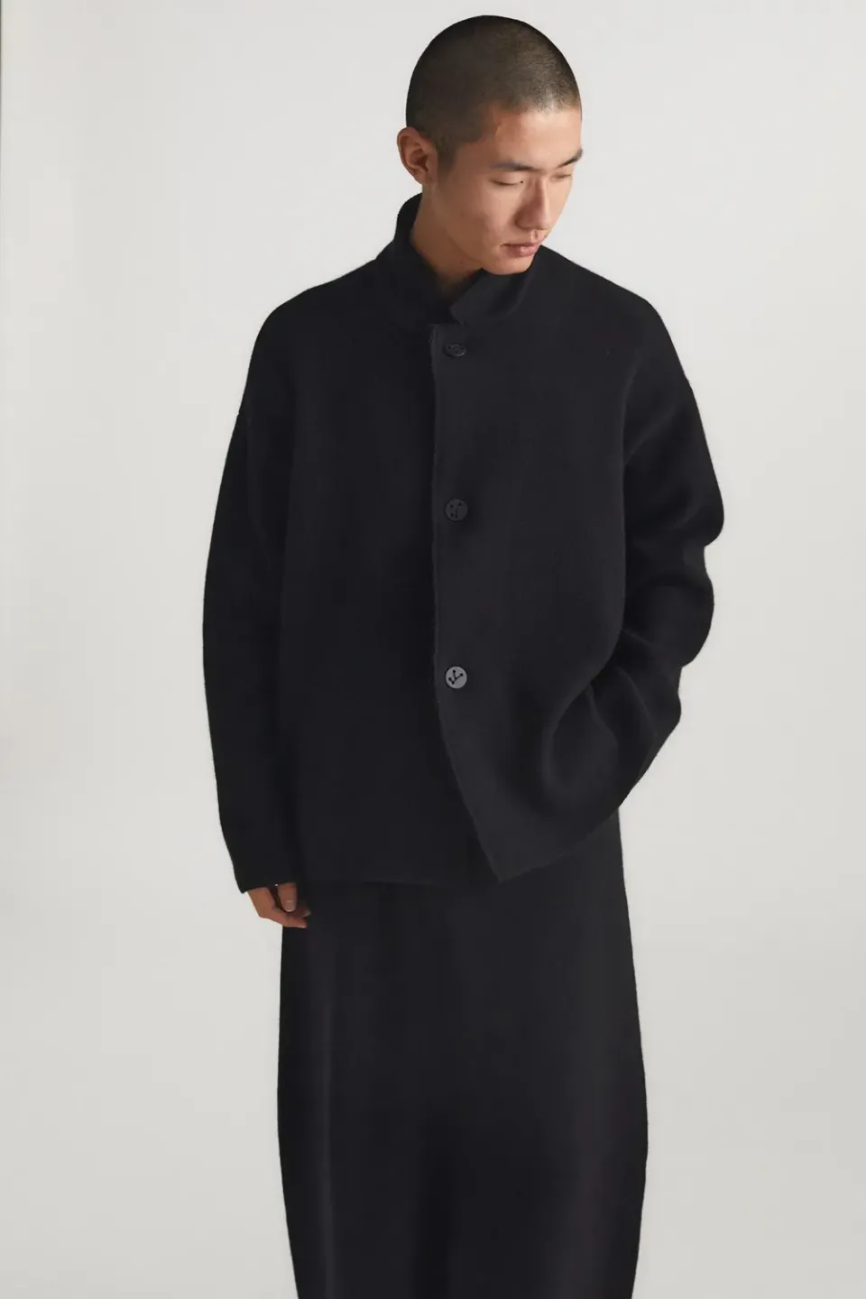 Oyuna Wind Jacke Schwarz Stehkragen Jacquard