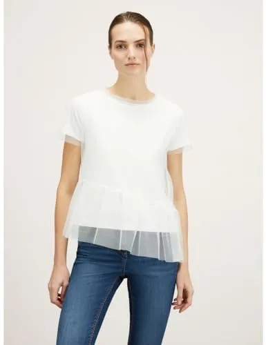 motivi T-Shirt Tüll-Volant Jersey Folienschriftzug