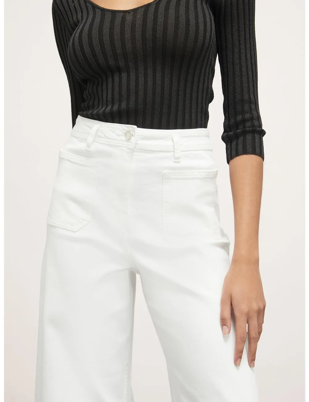 Motivi Cropped-Hose Fransensaum Baumwolle High Waist