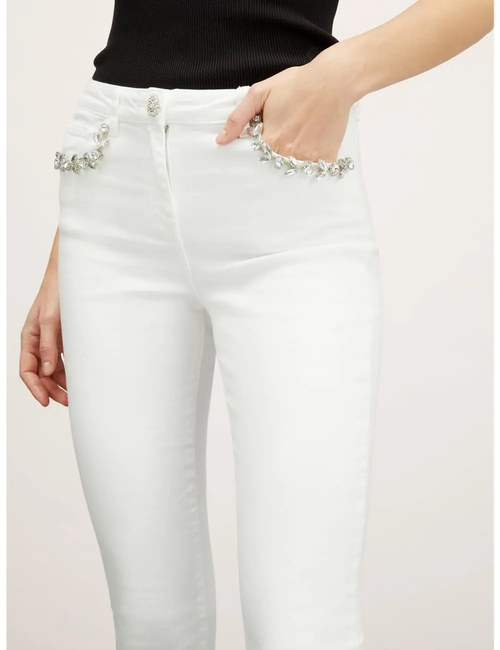 Motivi Skinny-Jeans Schmucksteine Jeans blau Stretch