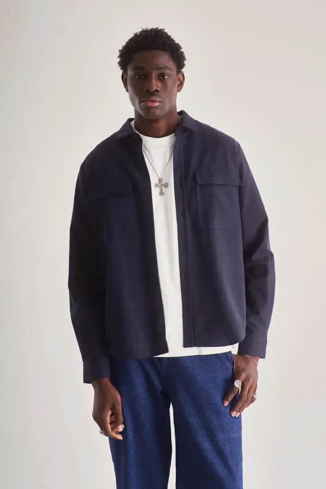 Komodo Arc Overshirt Navy Baumwolle-Tencel