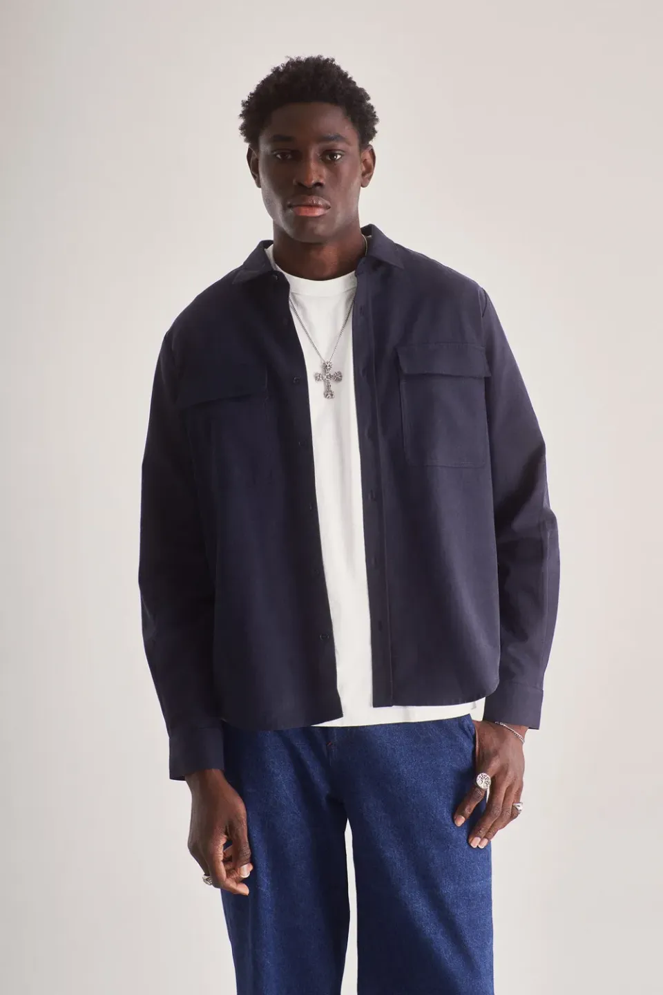Komodo Arc Overshirt Navy Baumwolle-Tencel