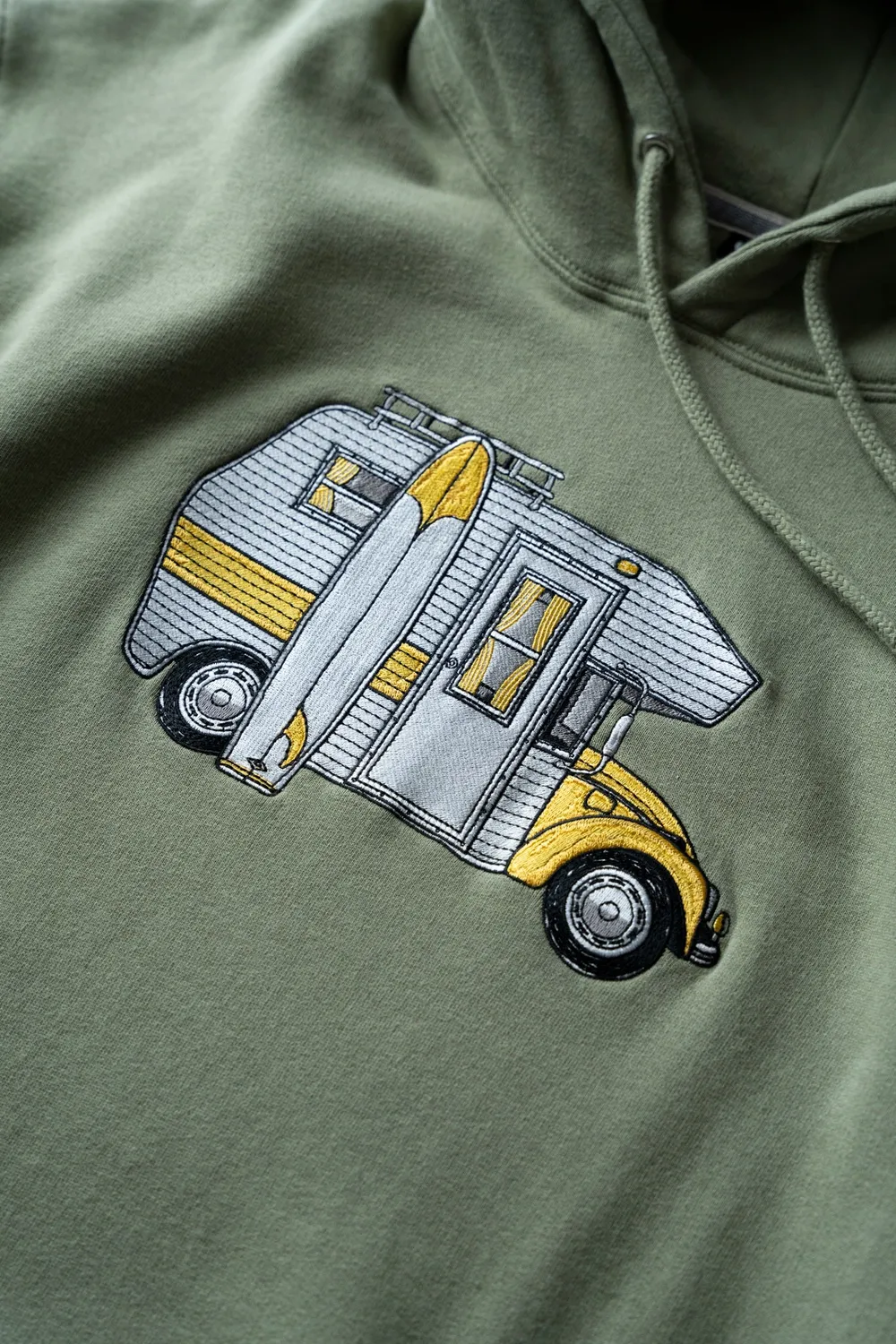LAKOR Camper Car Hoodie Oil Green Bio-Baumwolle