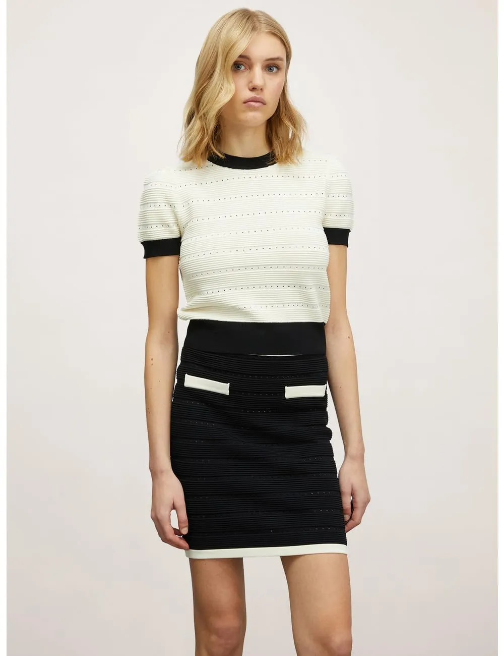 Motivi Spring Summer 24 Kurzpullover Ottoman Rundhals Viskose