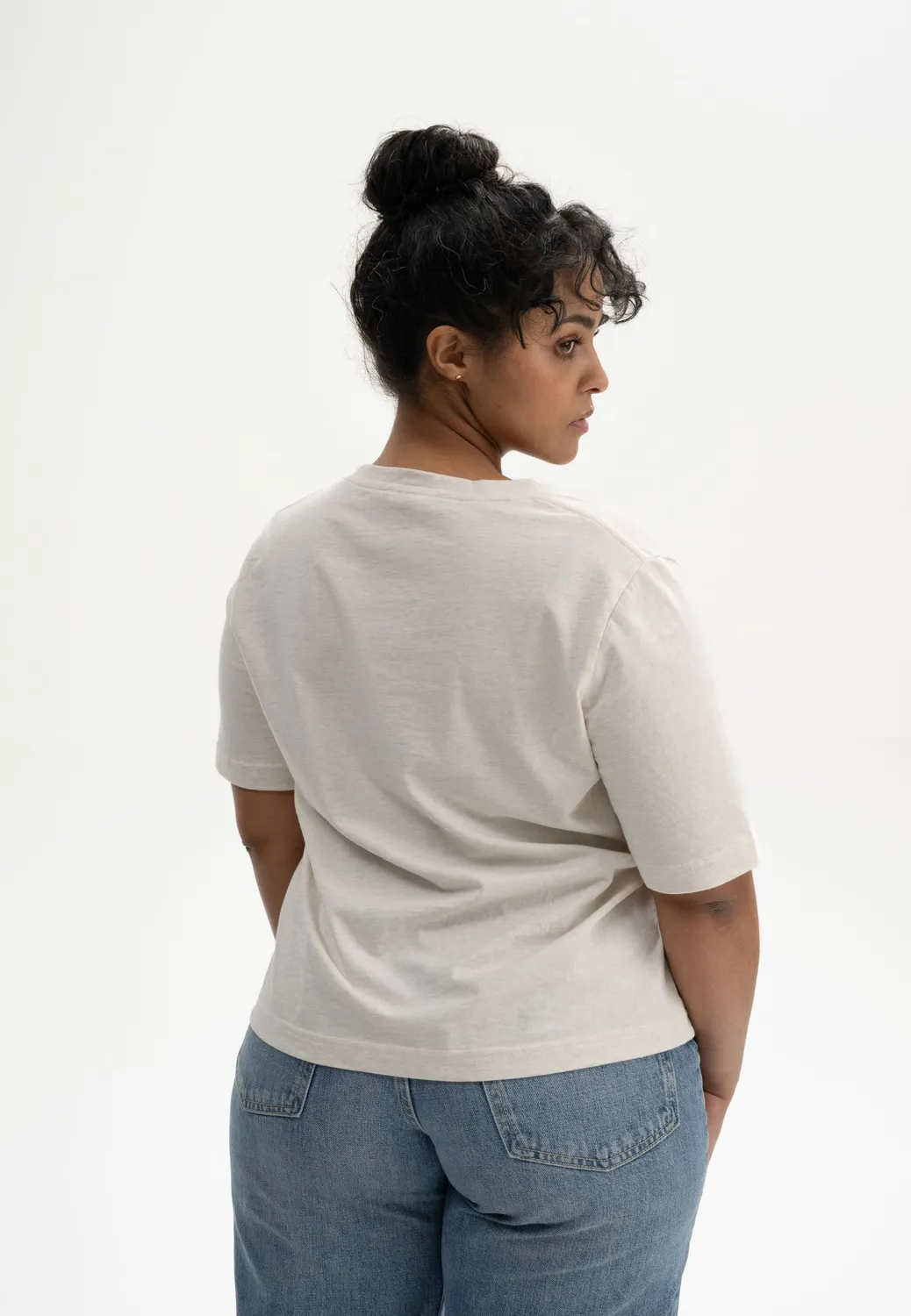 MELA ANKITA V-Neck T-Shirt weiß Bio-Jersey