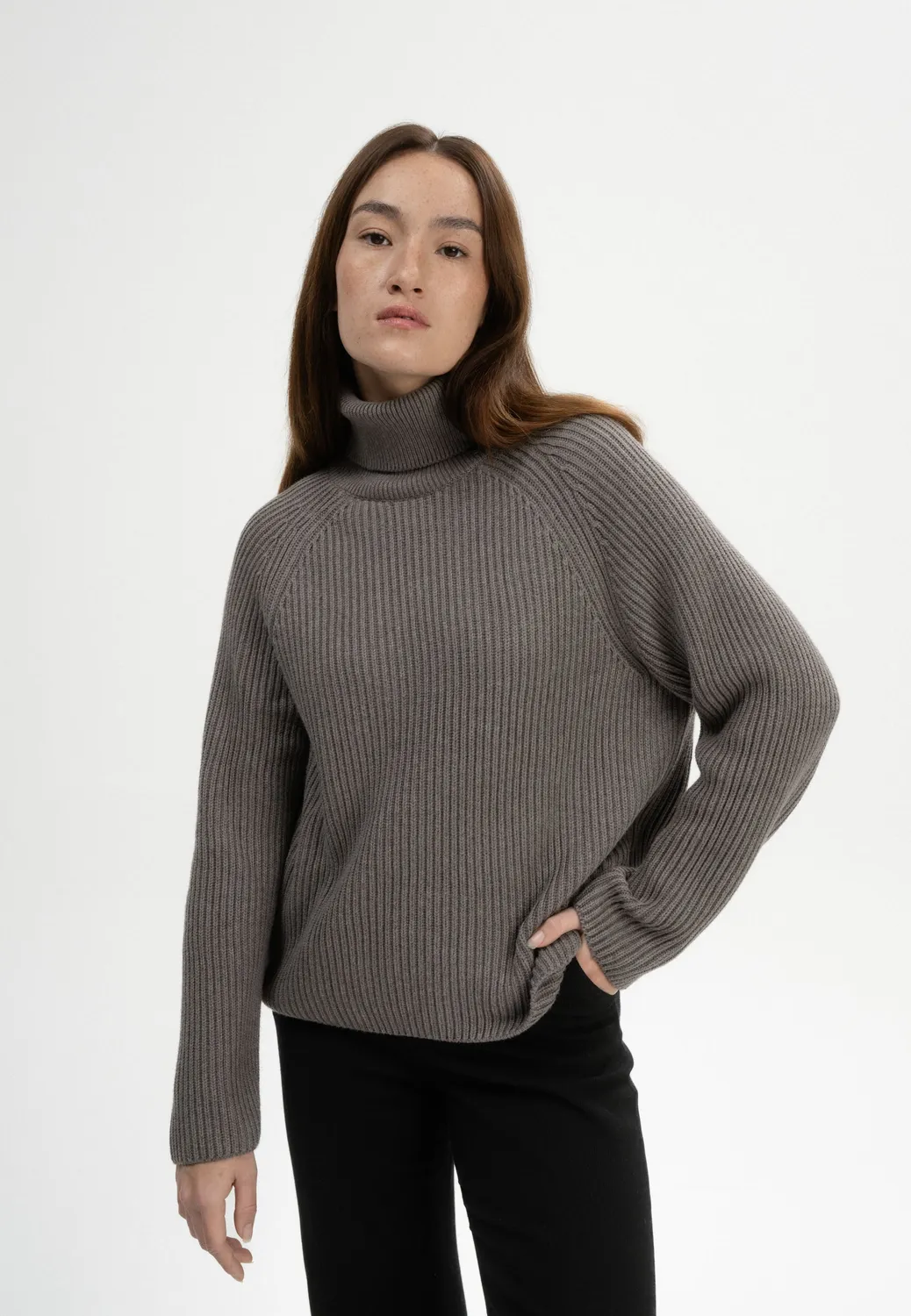 MELA CHIRHA Rollkragenpullover bear melange Gr. M Bio