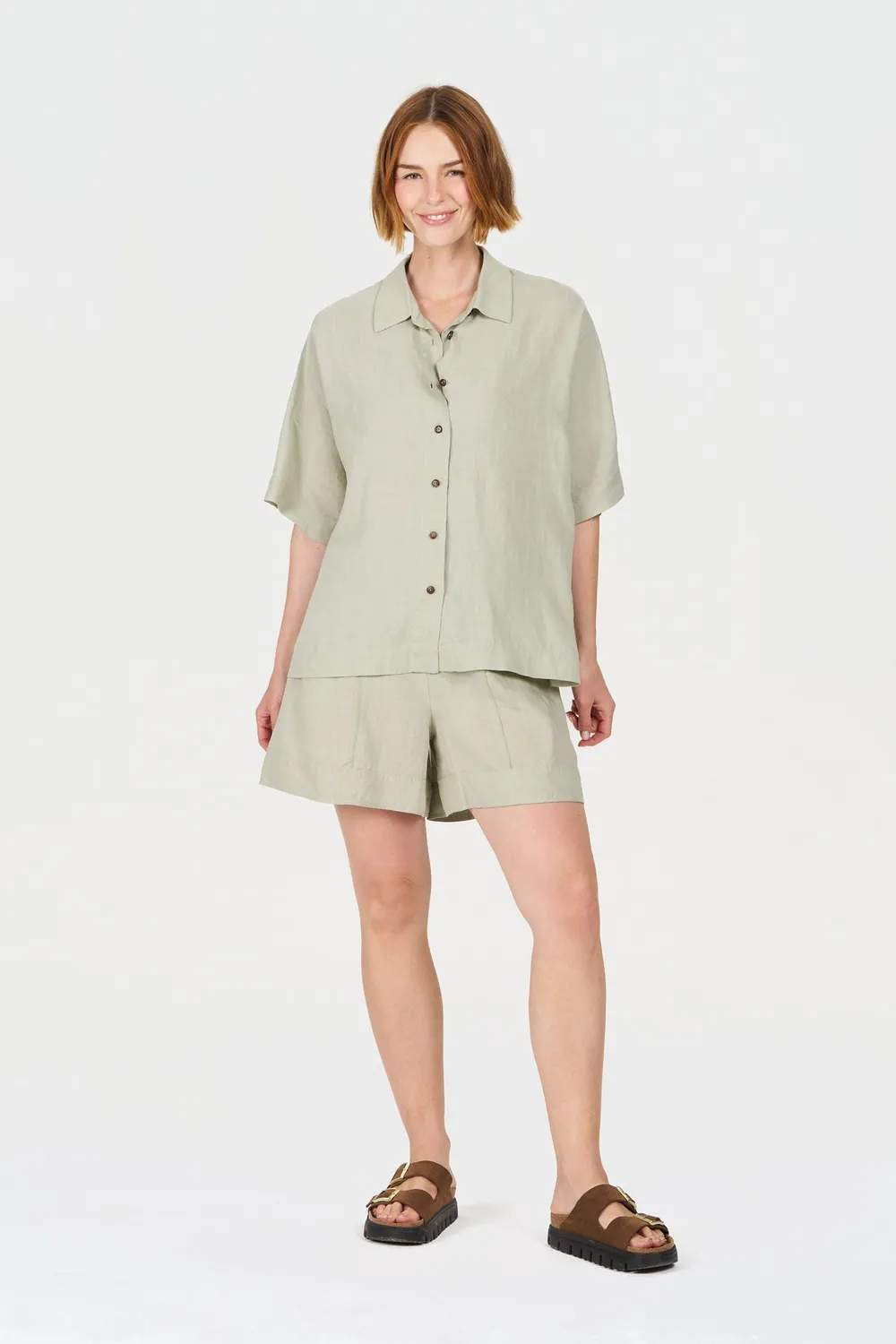 Komodo Kimono Hemd Soft Sage Tencel-Leinen