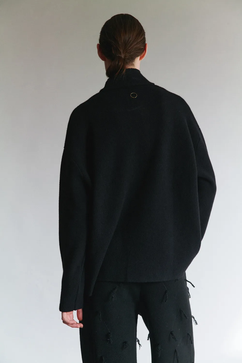 Oyuna Wind Jacke Schwarz lockerer Strick XS-XL