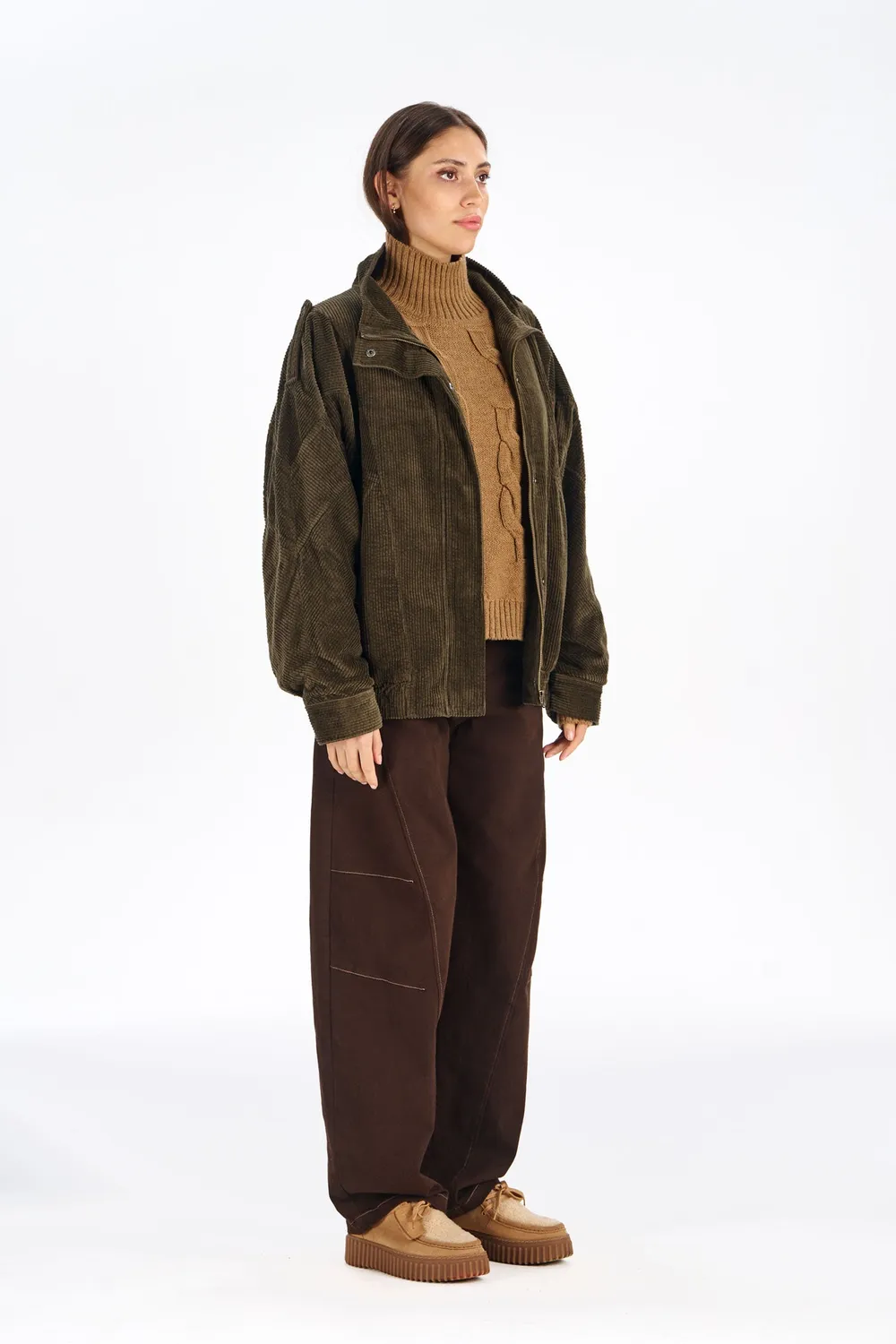 Komodo Hattie Jacke Khaki Bio-Baumwolle Cord
